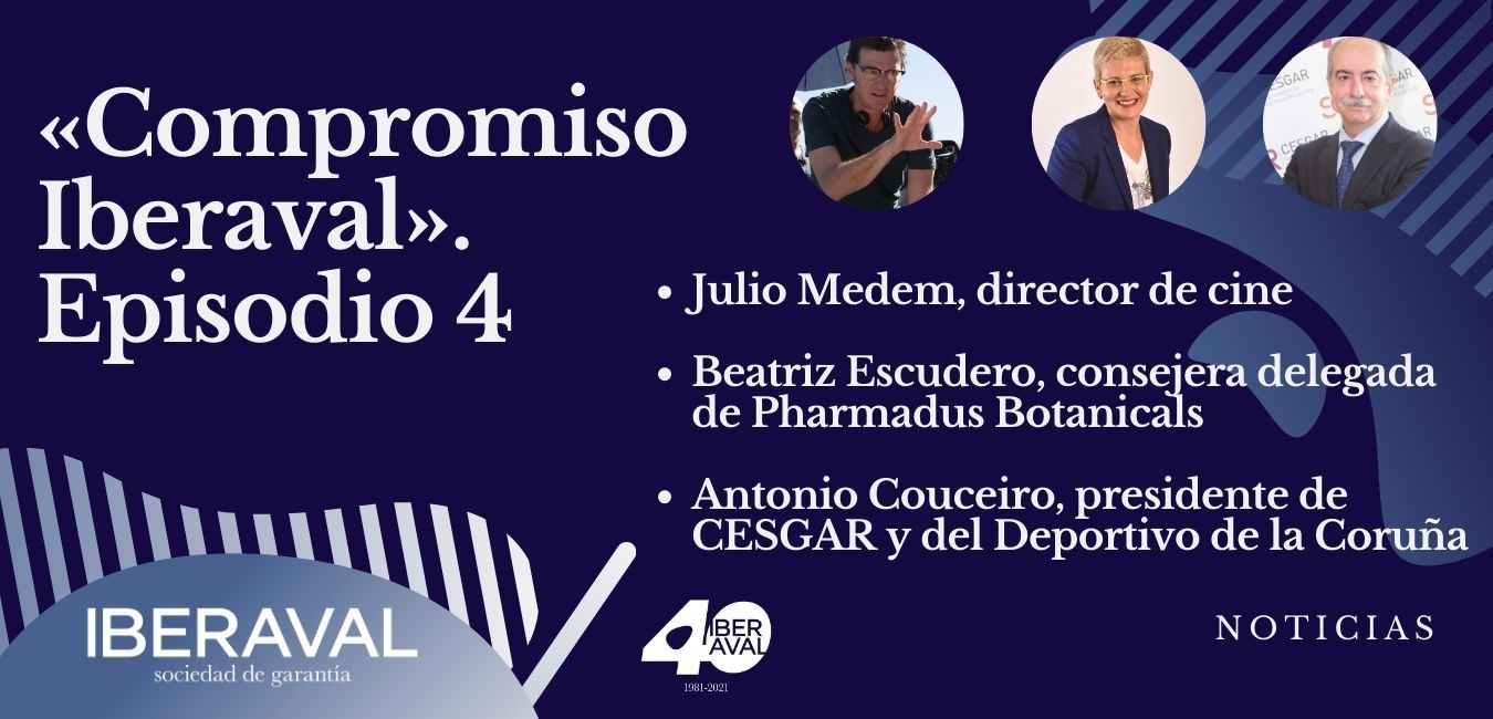 El cineasta Julio Medem, el presidente de CESGAR y del Deportivo de La Coruña, Antonio Couceiro, y la empresaria berciana Beatriz Escudero, en el episodio 4 de Compromiso Iberaval