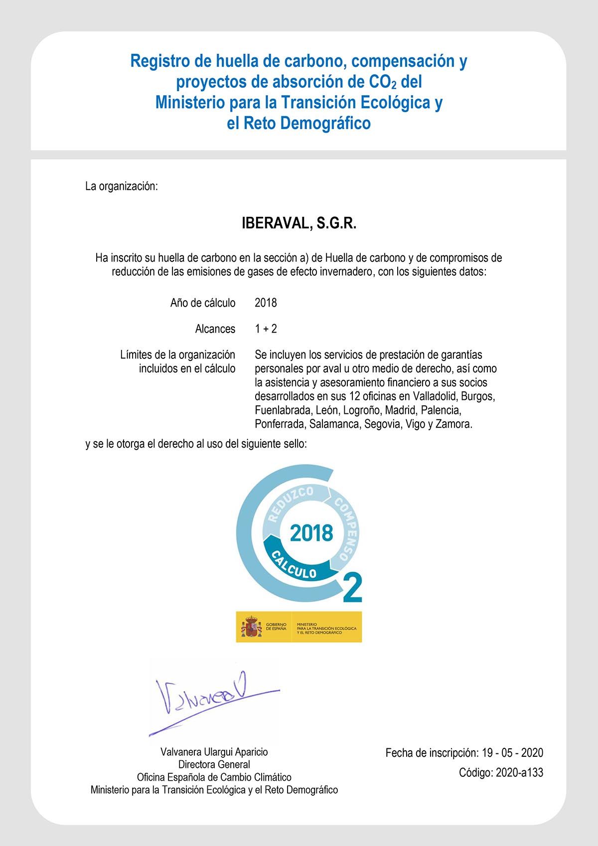 Certificado Huella de Carbono