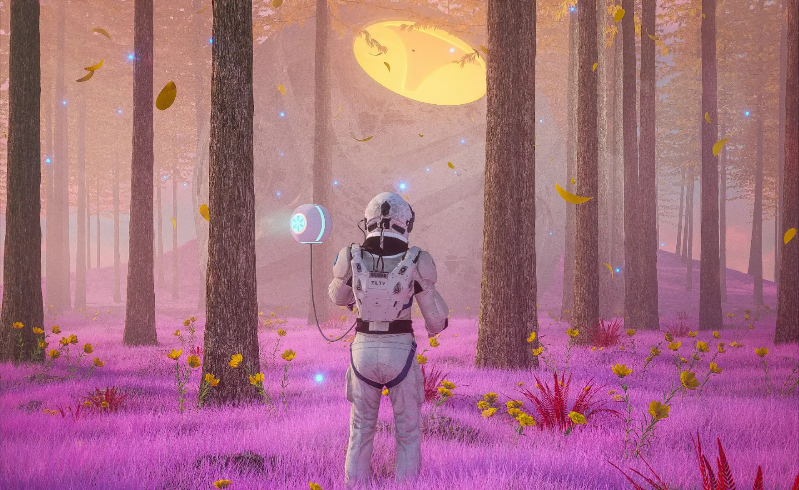 Imagen futurista con un explorador en el espacio del futuro