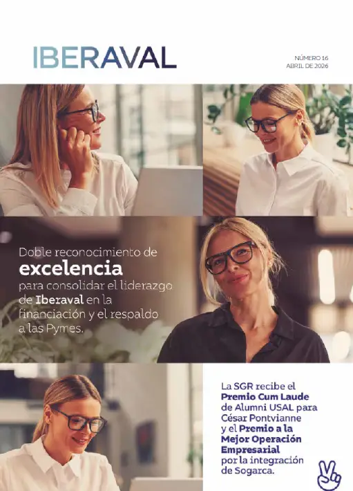 Portada de la Revista 16 de Iberaval donde se ve a chicas rubias y un título que destaca los diferentes premios que ha recibido la entidad.